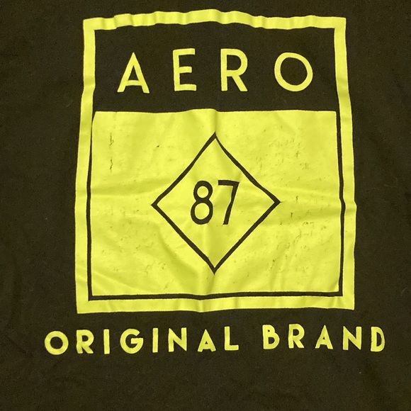 ❤️🔥5/20$ AEROPOSTALE💫 Mens Black Logo Crew Neck Short Sleeve Top - Picture 2 of 5